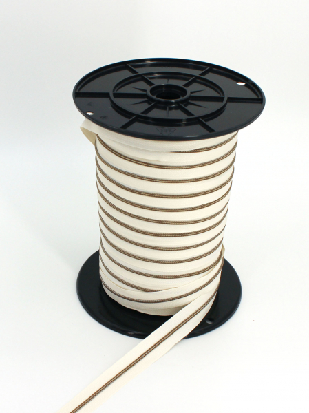 Reißverschluss endlos,  metallisiert schmal naturweiß/messing-antik (1m)